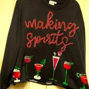 QUEEN OF SPARKLES “Making Spirits” Sweater Size Large